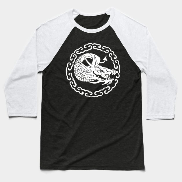 White Dragon In Clouds Baseball T-Shirt by Nuletto